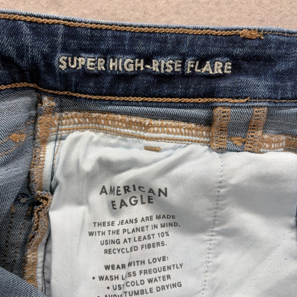 American Eagle Flare Jeans Womens 2 Blue Super High-Rise Next Level Stretch - Picture 5 of 11
